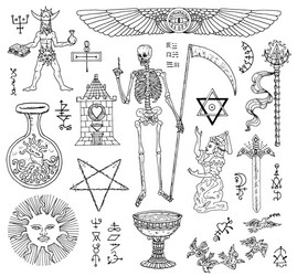 design set with mystic objects vector image