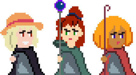 set of pixel characters in art style vector image