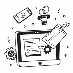 tablet with holographic ai qa and certification vector image