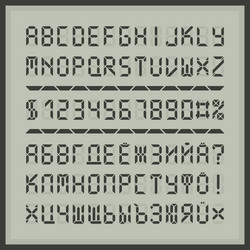 digital display font alphabet letters and numbers vector