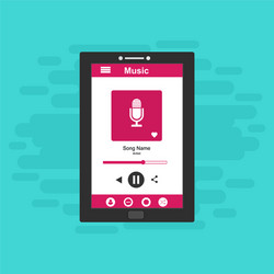 media player application app template with flat vector