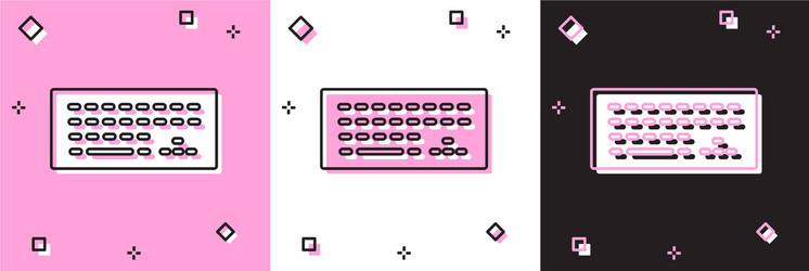 set computer keyboard icon isolated on pink vector image