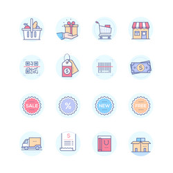 shopping - modern colorful icons set vector