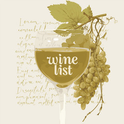 Wine list with wineglass grape and lorem ipsum vector