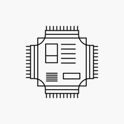 chip cpu microchip processor technology line icon vector image