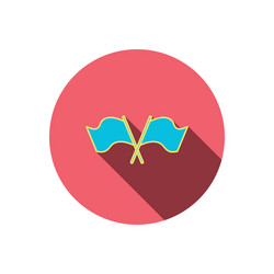 crosswise waving flag icon location pointer vector image