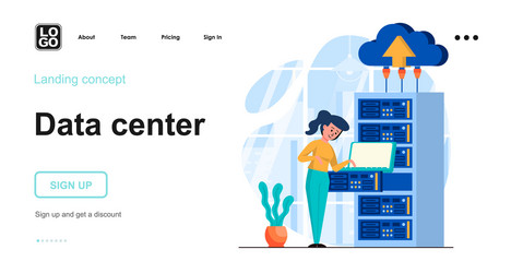 data center web concept datacenter with equipment vector image