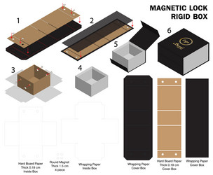 Box packaging die cut template design 3d mock-up vector