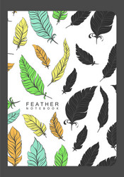 Notebook template with feathers vector