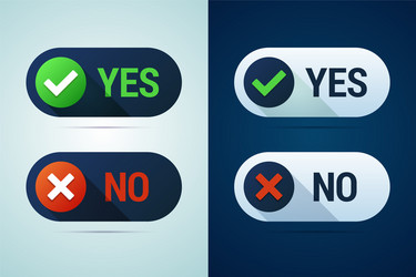 yes and no button with check mark cross signs vector