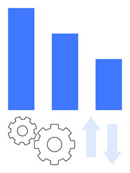 bar graph with decreasing values and gears vector image
