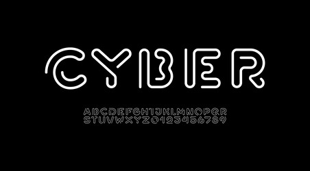digital style alphabet font from segment rounded vector image