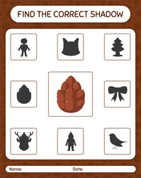 Find the correct shadows game with pine cone vector