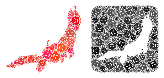 map honshu island - flu virus mosaic with empty vector image