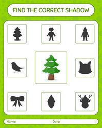 find the correct shadows game with pine tree vector image