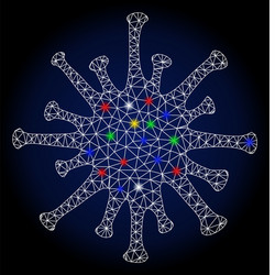 glowing mesh 2d coronavirus with light spots vector