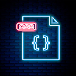 Glowing neon line css file document download vector
