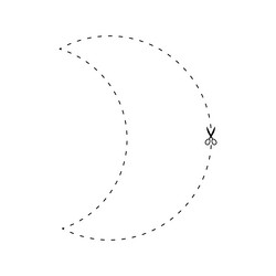 scissors on dashed line crescent shape dash vector image