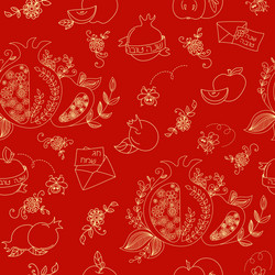 seamless pattern with apples and honey hand vector image