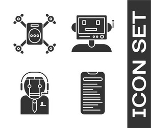 Set computer api interface drone flying vector