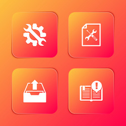 set wrench and gear file document service upload vector image