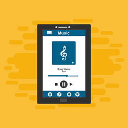 media player application app template with flat vector image