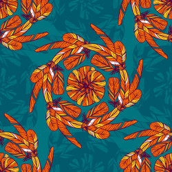 Seamless pattern in boho style round kaleidoscope vector