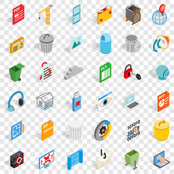 working computer icons set isometric style vector image