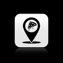 black map pointer with fast food slice pizza icon vector image