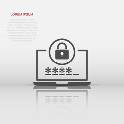 Laptop with password icon in flat style computer vector