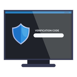 computer screen displaying verification code input vector image