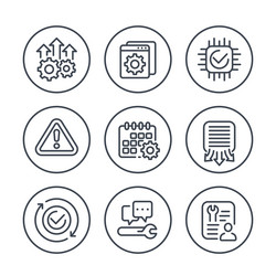 development hardware and protocols line icons set vector image