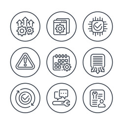 development hardware and protocols line icons set vector