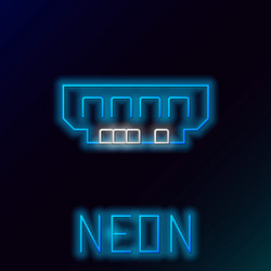 Glowing neon line ram random access memory icon vector