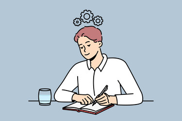 man write in notebook generating ideas vector image