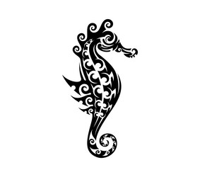 Maori Polynesian Seahorse Tattoo Vector Image