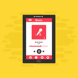 media player application app template with flat vector image