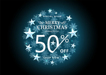 christmas sale concept on dark blue color vector