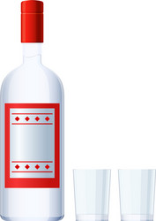 glass bottle vodka alcohol drink with screw cap vector