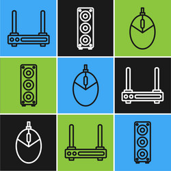 set line router and wi-fi signal computer mouse vector image