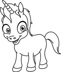 Smiling Unicorn Coloring Page Vector Image