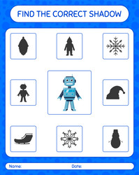 Find the correct shadows game with robot toy vector