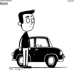 Hand drawn cartoon of car vector