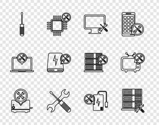 set line toaster service database server vector image