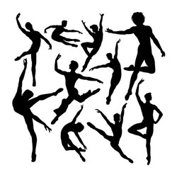 Male Ballet Dancer Silhouettes Vector Image