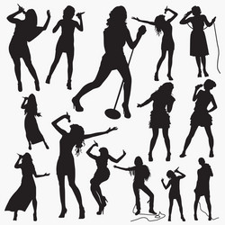Pop Singer Silhouettes - Music Party Vector Image