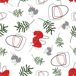 Seamless pattern with abstract shapes and leaves vector