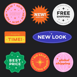 Set of retro shopping stickers cute sale label vector