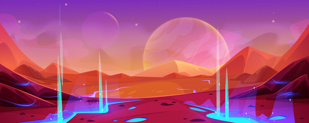 Fantasy alien planet landscape space game Vector Image