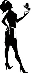 Cocktail Waitress Silhouette Vector Image